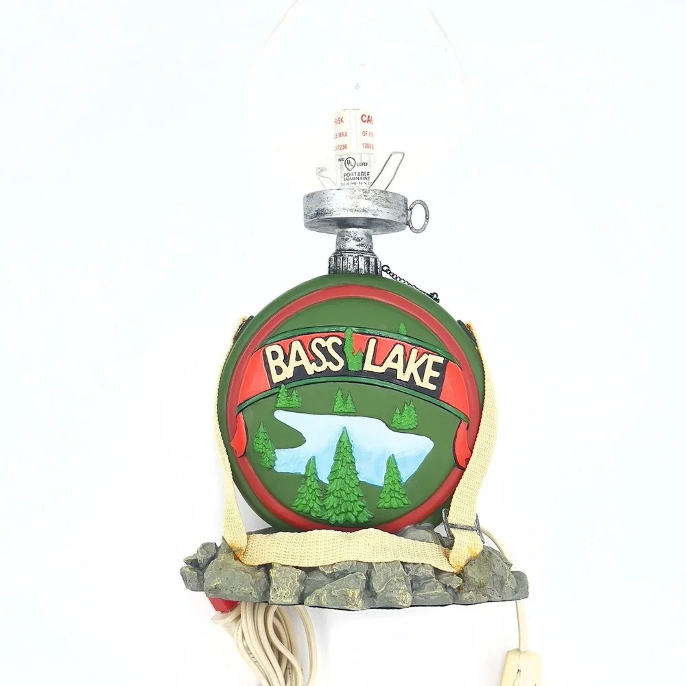 Bass‎ Lake Table Lamp Cabin Decor Fishing Lodge Light Rustic Outdoors Theme